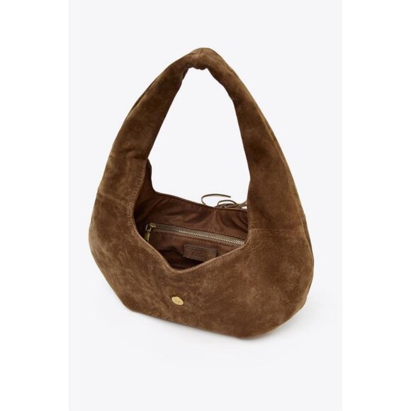 ZARA FRINGED SPLIT SUEDE SHOULDER BAG - Picture 1 of 7